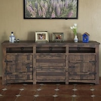 Rustic Solid Wood 80" TV Stand with Cord Access Holes
