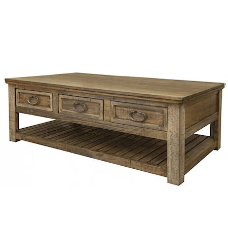 Rustic Cocktail Table with 6 Drawers
