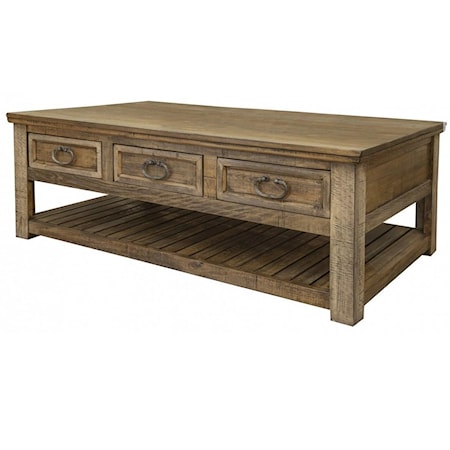 Rustic Cocktail Table with 6 Drawers