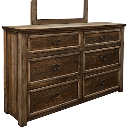 Rustic Dresser with 6 Drawers