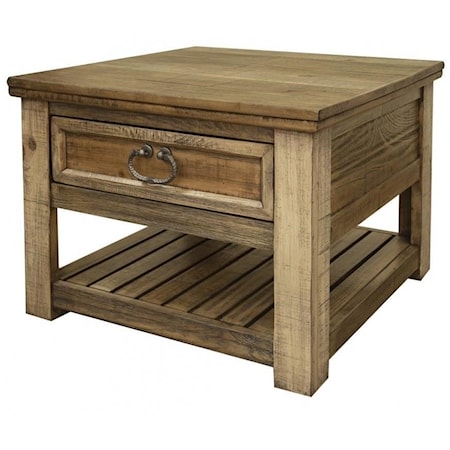 Rustic End Table with 1 Drawer