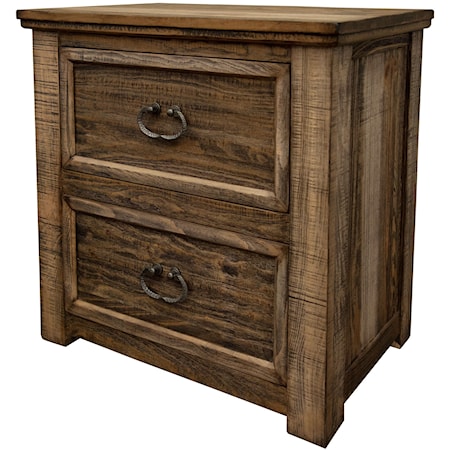 Rustic Nightstand with 2 Drawers