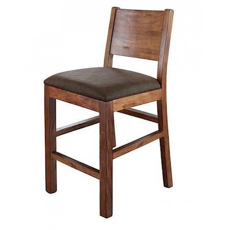 Bar Stool with Faux Leather Seat