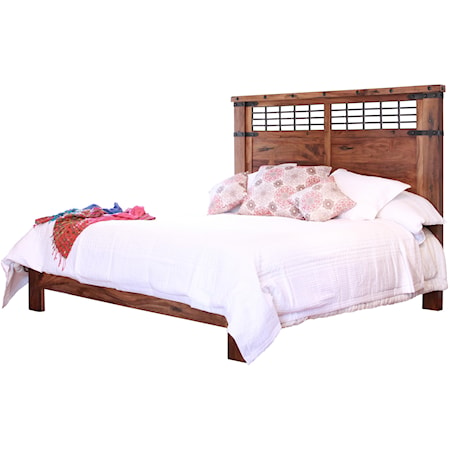 Queen Platform Bed with Wrought Iron Detail