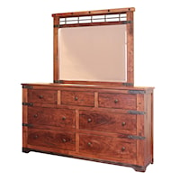 7-Drawer Dresser and Mirror Set with Wrought Iron Base