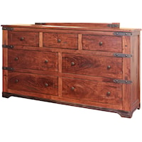 7 Drawer Dresser with Wrought Iron Base