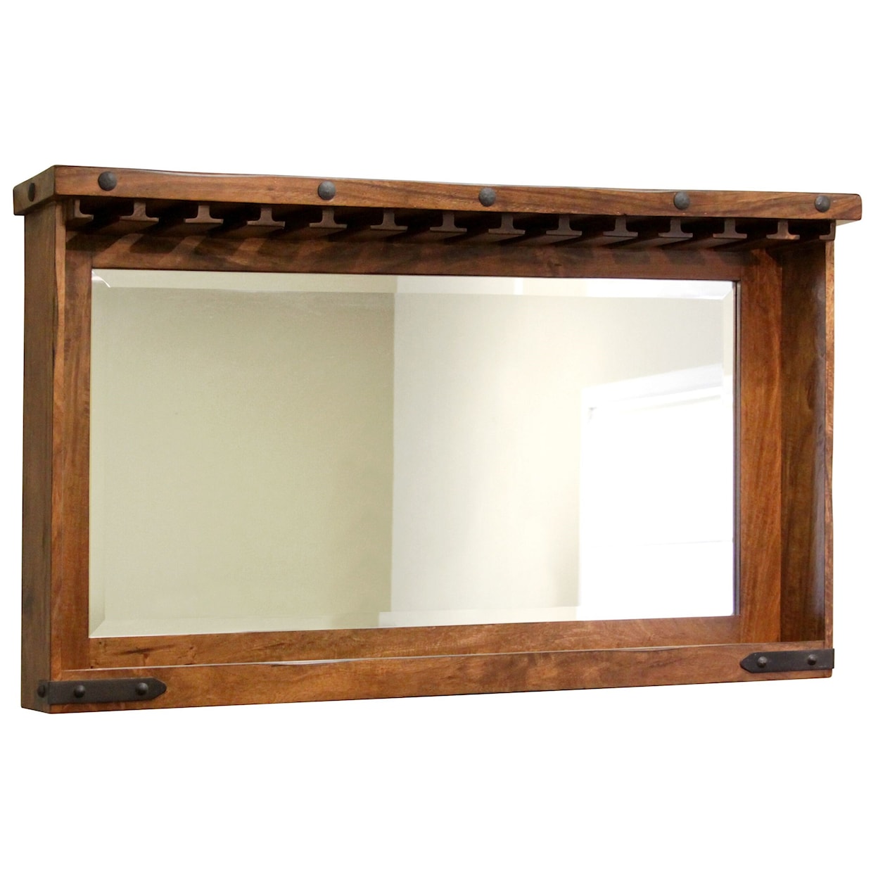 VFM Signature Parota Bar Mirror with Glass Holders and Shelf