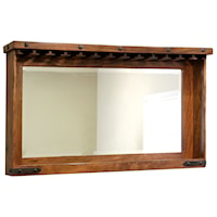 Rustic Bar Mirror with Glass Holders and Shelf