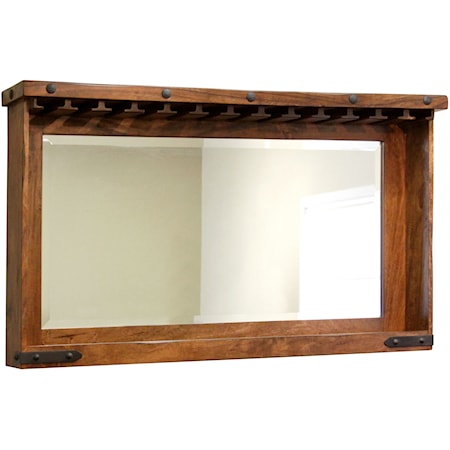 Bar Mirror with Glass Holders and Shelf