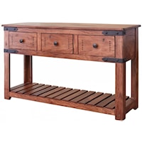 Rustic Solid Wood 3 Drawer Sofa Table