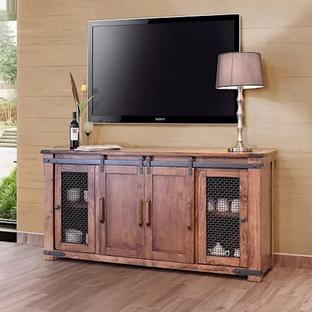 Rustic 70" TV Stand with Four Doors