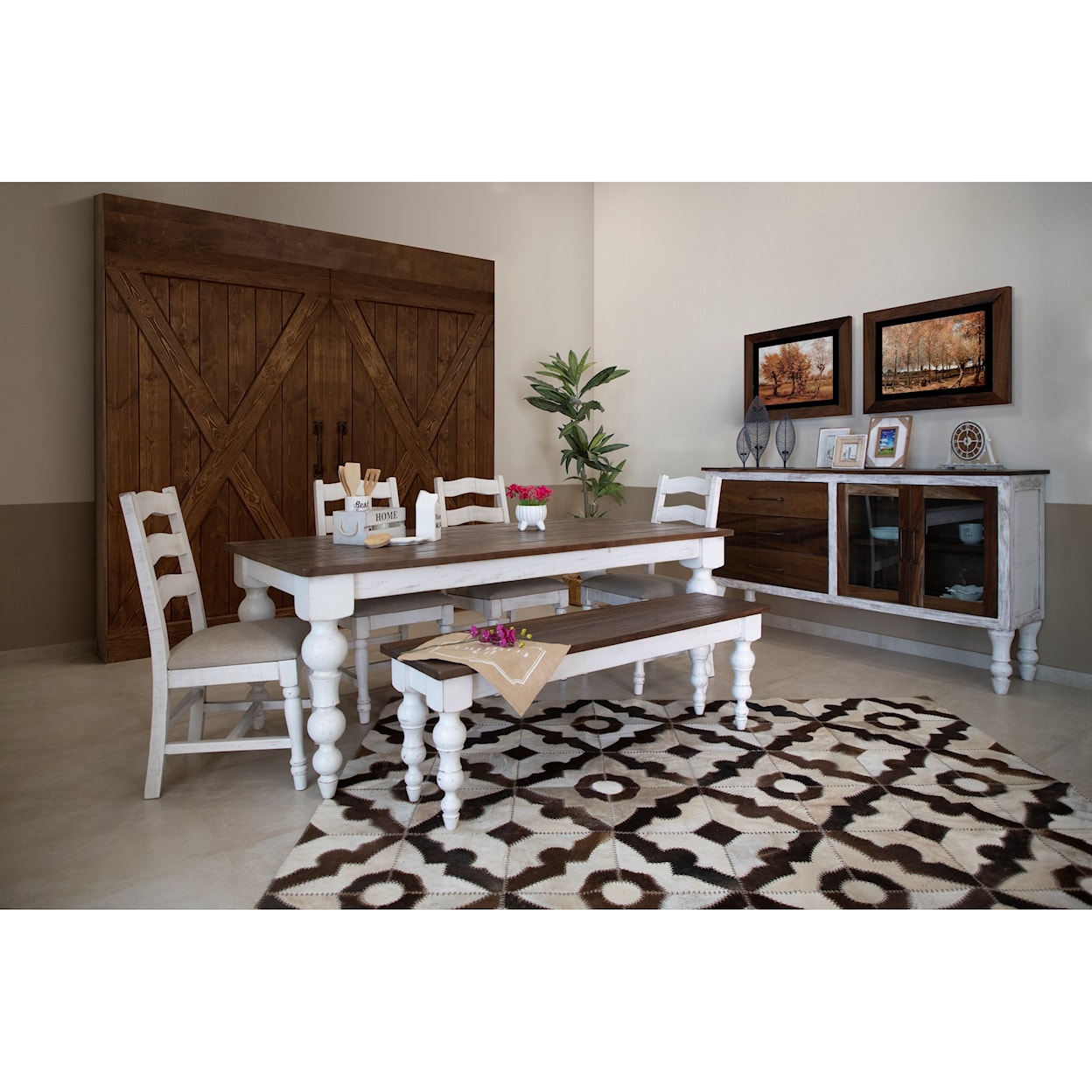 International Furniture Direct Rock Valley Dining Table with Turned Legs