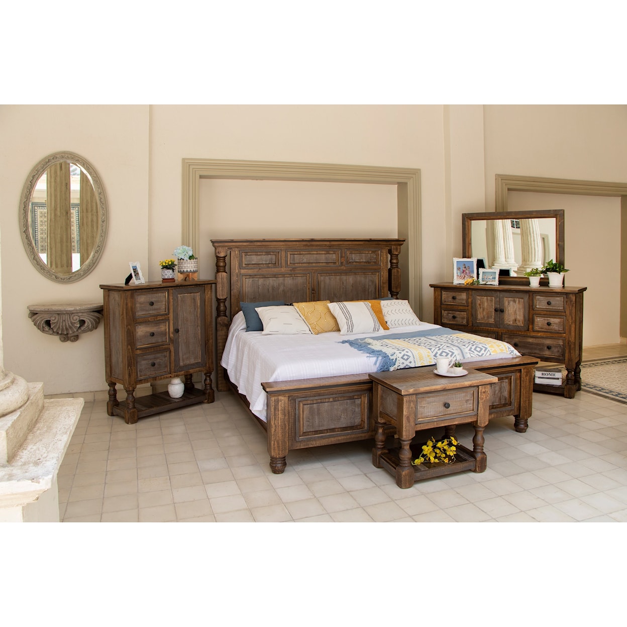 International Furniture Direct Stone Brown King Bedroom Group