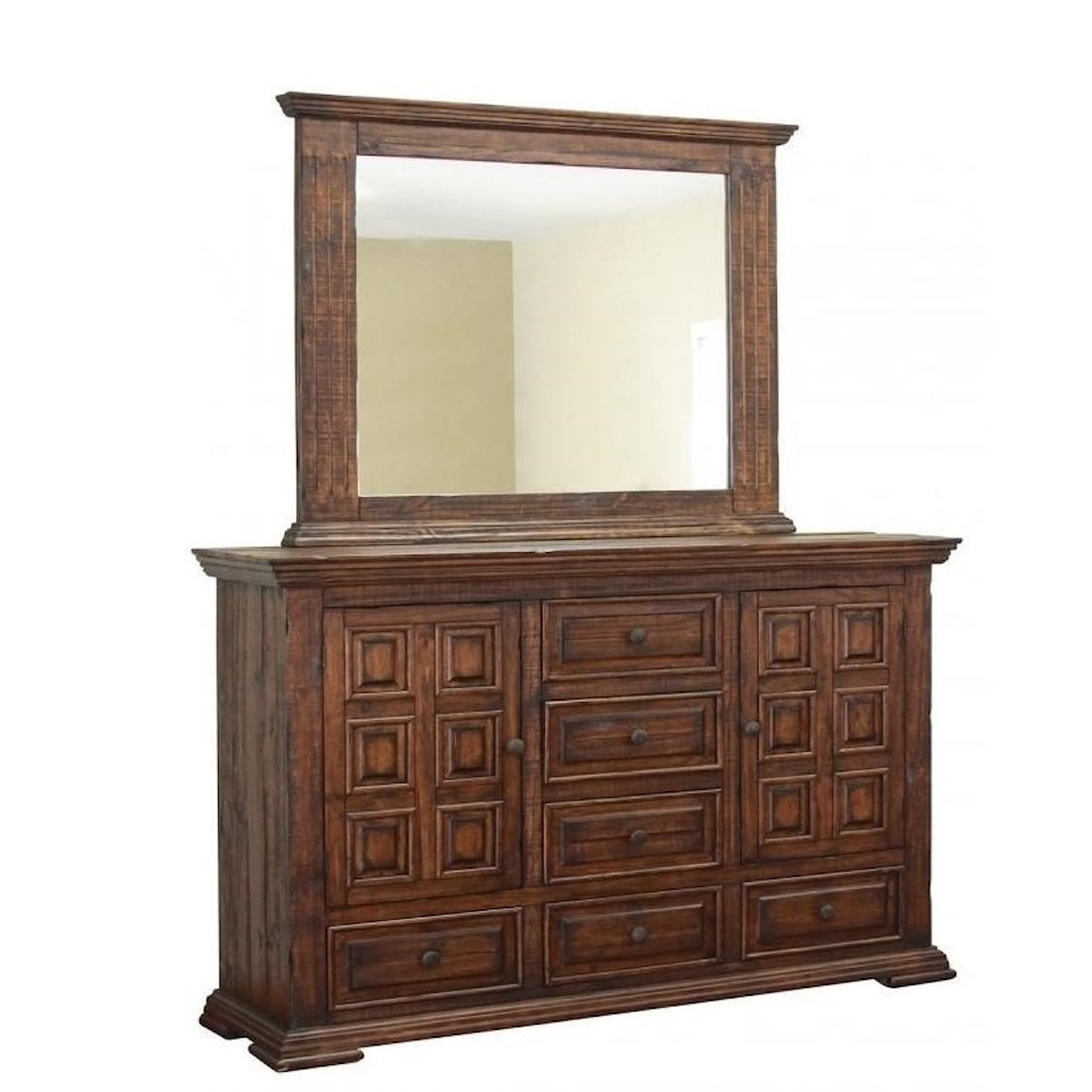 IFD International Furniture Direct Terra White Dresser and Mirror Set