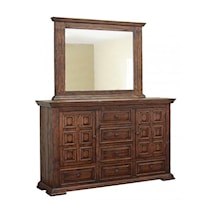 Dresser and Mirror Set with Distressed Finish