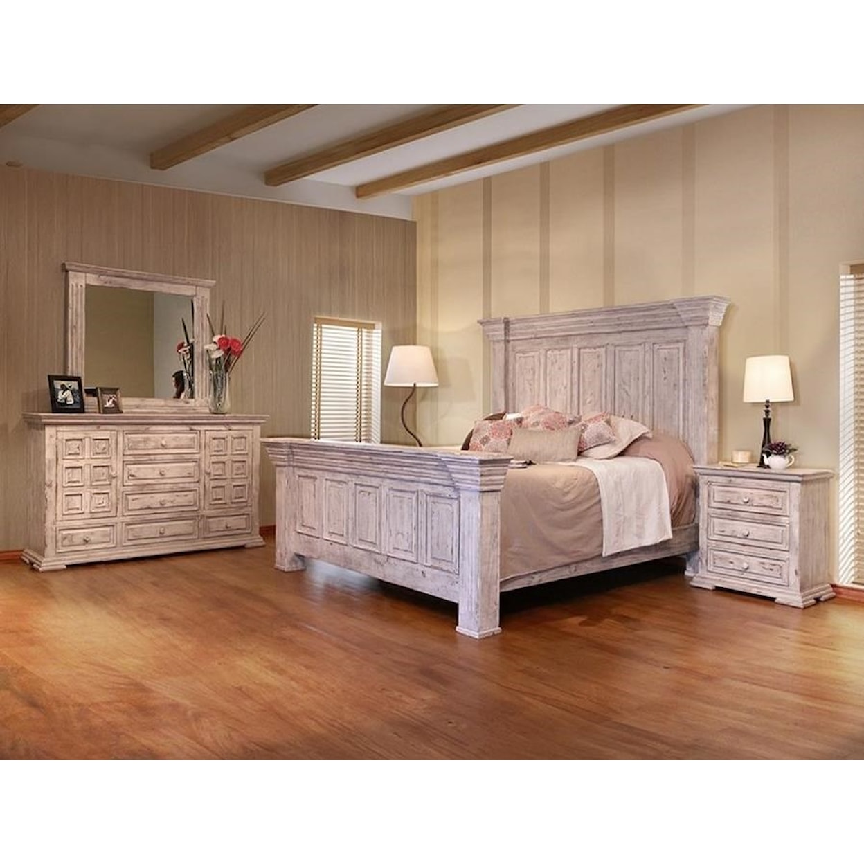International Furniture Direct Terra White California King Bedroom Group