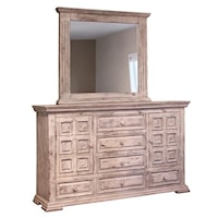 Dresser and Mirror Set with Distressed Finish