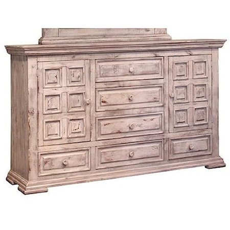 Rustic Dresser with Six Drawers and Two Doors