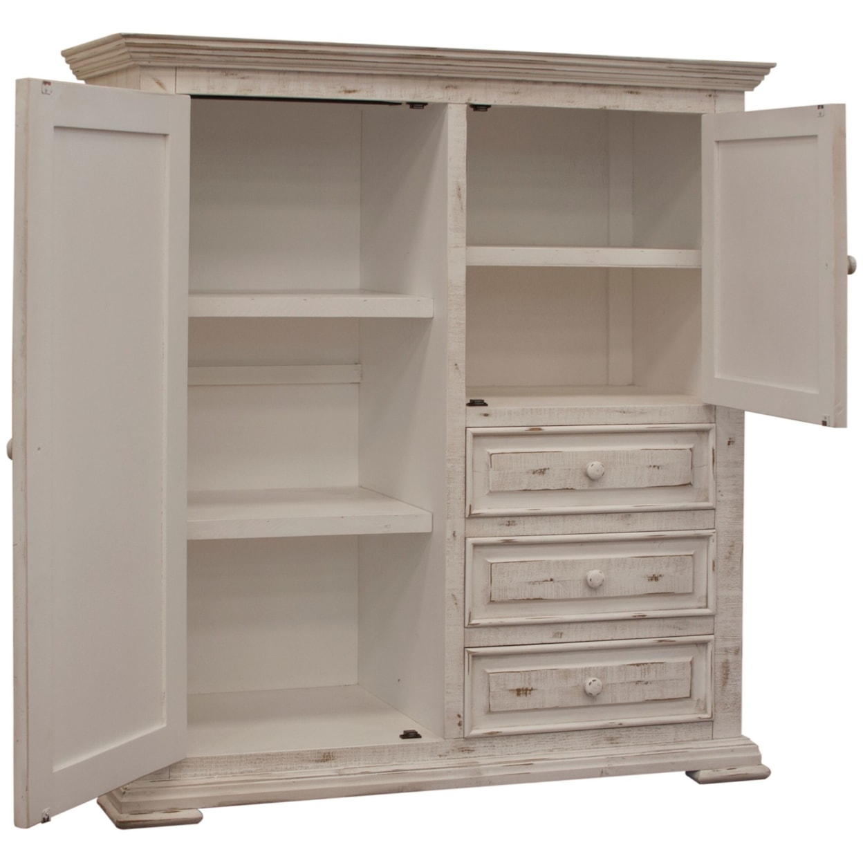 IFD International Furniture Direct Terra White Gentleman's Chest with 2 Doors and 3 Drawers