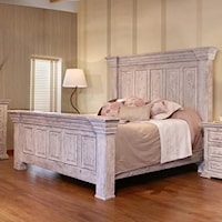 Oversized Queen Panel Bed with Distressed Finish