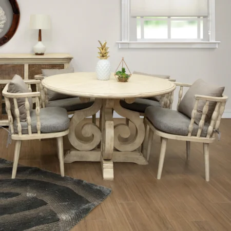 Transitional 5-Piece Round Table and Chair Set