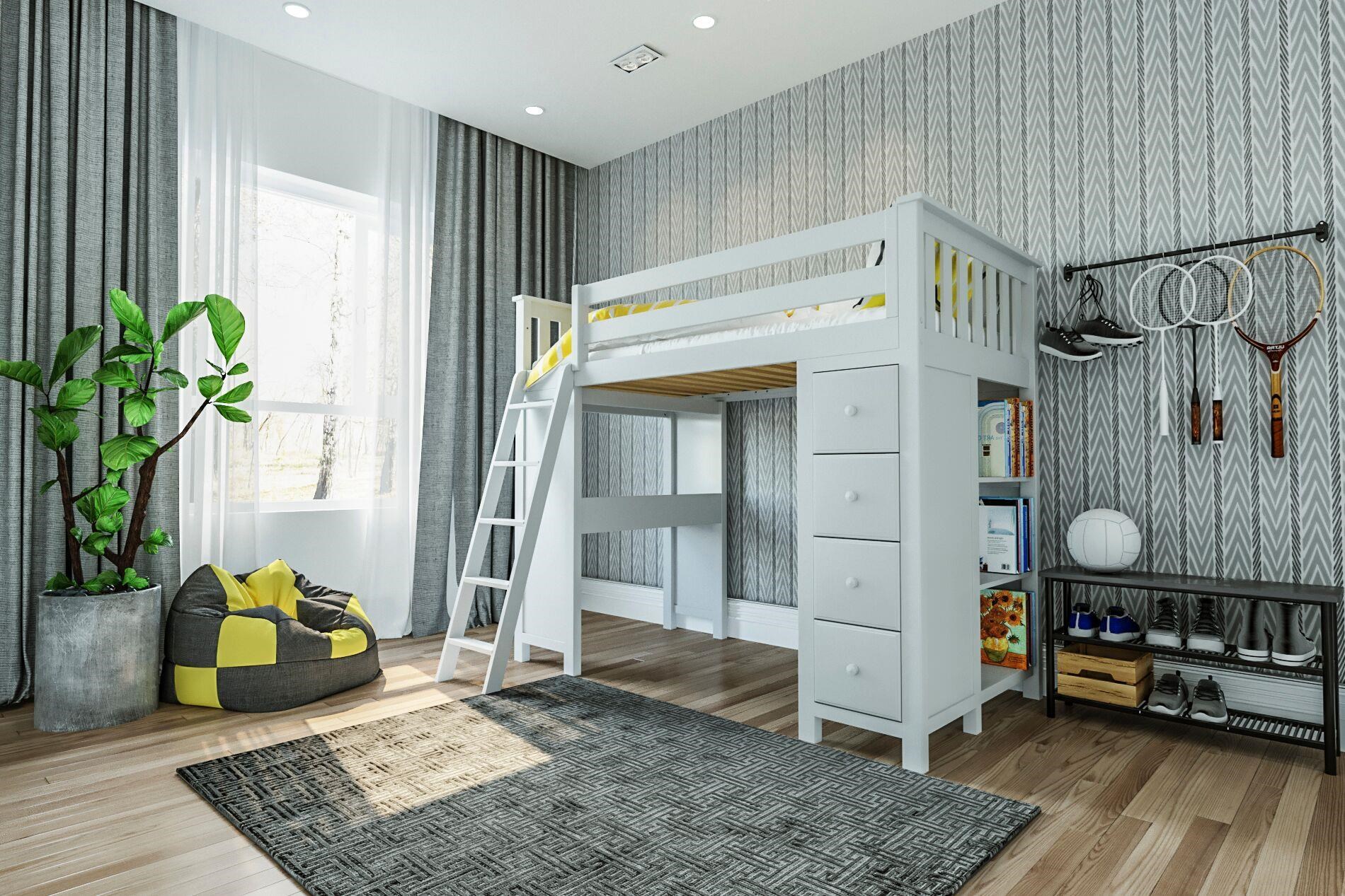 【状態良好】A BOOK OF BEDS Moonlit | Moonlit Barn-Door Bookcase Bed with Storage (White