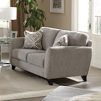 Contemporary Loveseat with Exposed Wood Feet