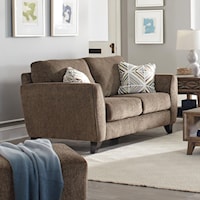 Contemporary Loveseat with Exposed Wood Feet