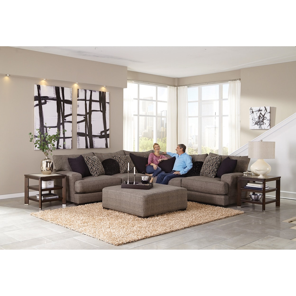 Jackson Furniture 4498 Ava Sectional Sofa with 4 Seats & USB Ports