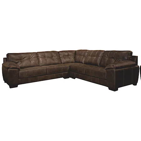 Contemporary Three Piece Sectional with Tufted Back