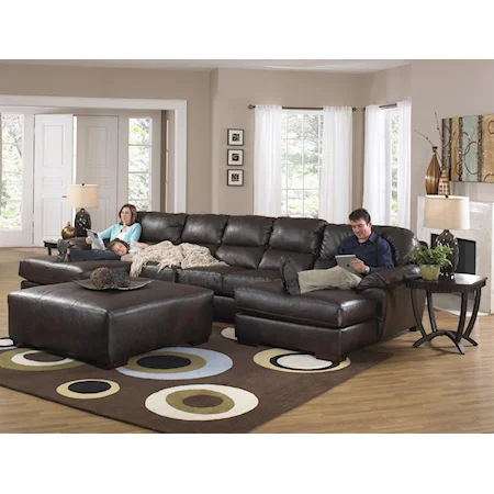 Casual 3-Piece Sectional with Two Chaises