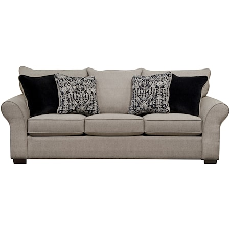 Transitional Queen Sleeper Sofa with Sock Arms