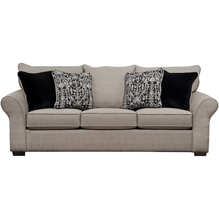 Transitional Sofa with Sock Arms