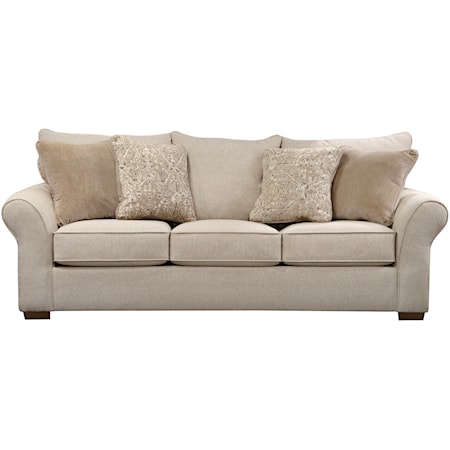 Transitional Sofa with Sock Arms