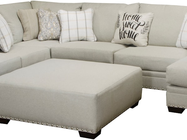 4pc Chaise Sectional and Ottoman