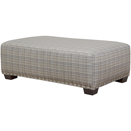 Transitional Cocktail Ottoman with Nailhead Trim