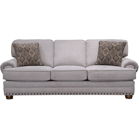 Traditional Sofa with Rolled Arms and Nailhead Trimming