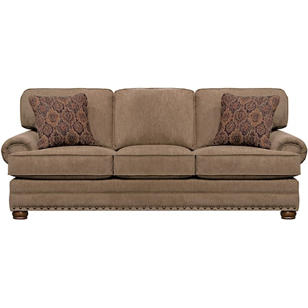 Traditional Sofa with Rolled Arms and Nailhead Trimming