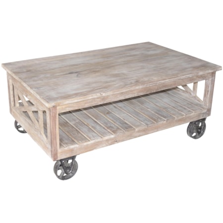 Reclaimed Wood Wheeled Coffee Table