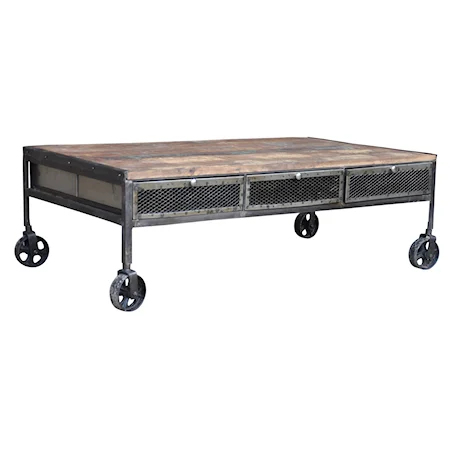 Industrial Wheeled Coffee Table