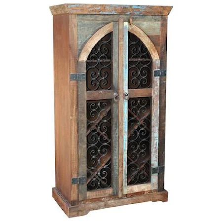 Traditional Scrolled Door Wine Cabinet