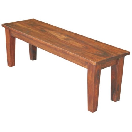 53" Warm Brown Sheesham Wood Dining Bench