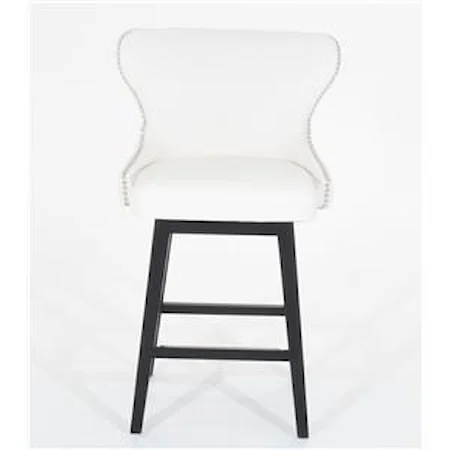 26" White Leather Counter Stool