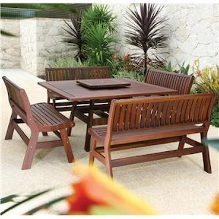 5 Piece Outdoor Table and Bench Set