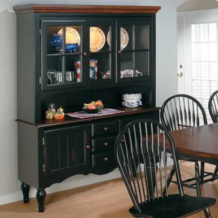 Three Drawer Two Door Buffet and Hutch China Cabinet
