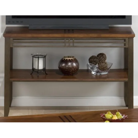 Sofa Table/Media Unit with Inlay Wood Top & Metal Apron and Legs