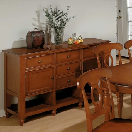 Server with Five Drawers, Two Doors, and Pull Out Tray