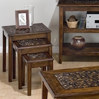 3-Piece Nesting Chairside Table with Mosaic Tile Inlay