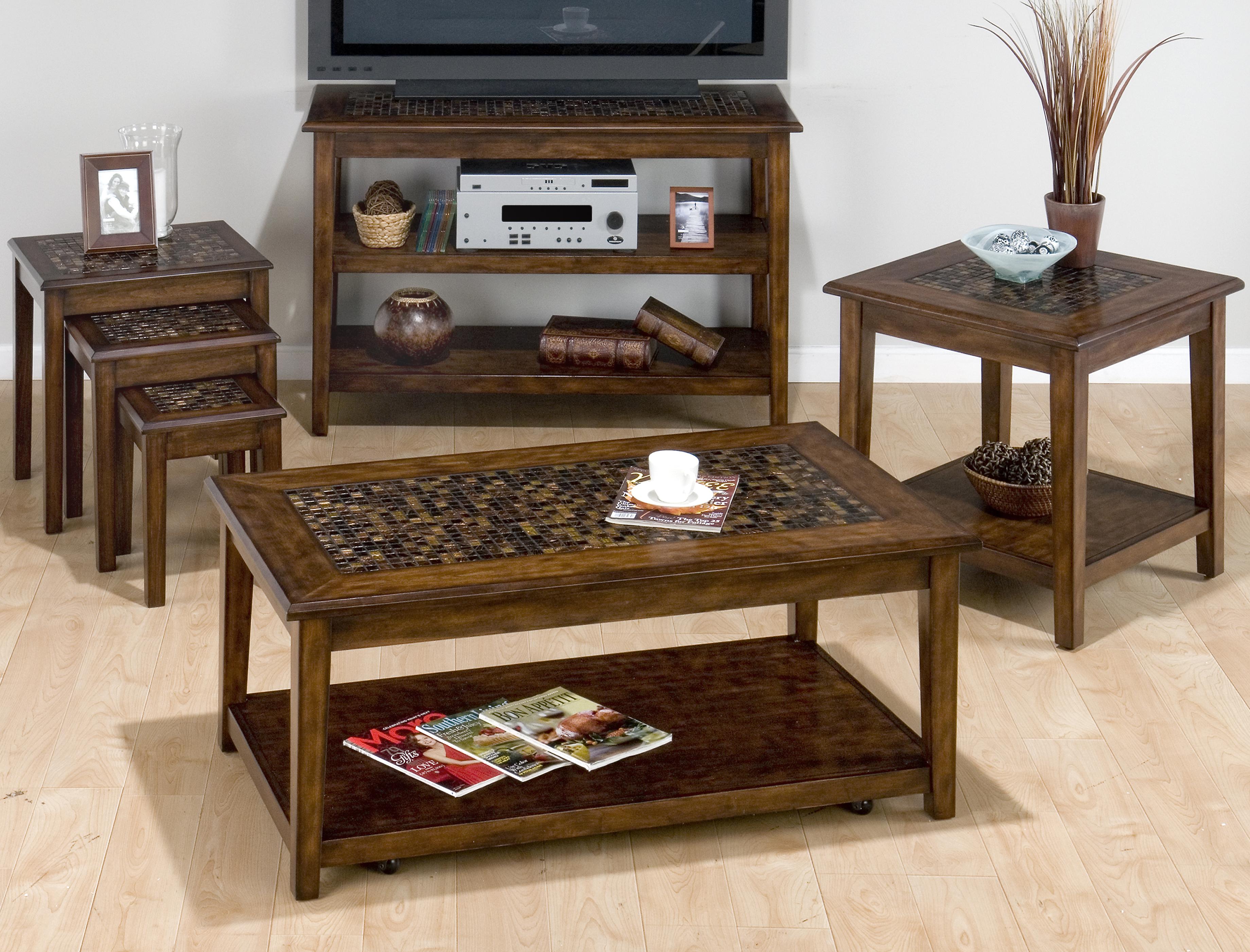 Jofran Baroque Brown 1379947 3-Piece Nesting Chairside Table