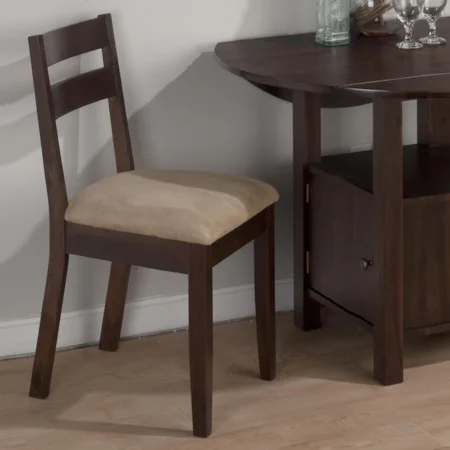 Casual Double Slat Back Side Chair with Microfiber Seat Cushion